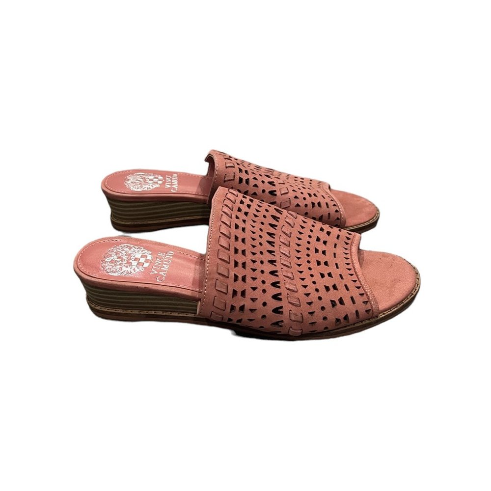 Vince Camuto Rallema Pink Leather Slides Mules Size 6.5W 37